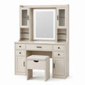 Wood Vanity Set with LED Mirror and Stool Light Beige 120cm