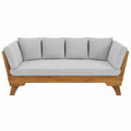 Teak Wood Frame Daybed with Grey Cushions