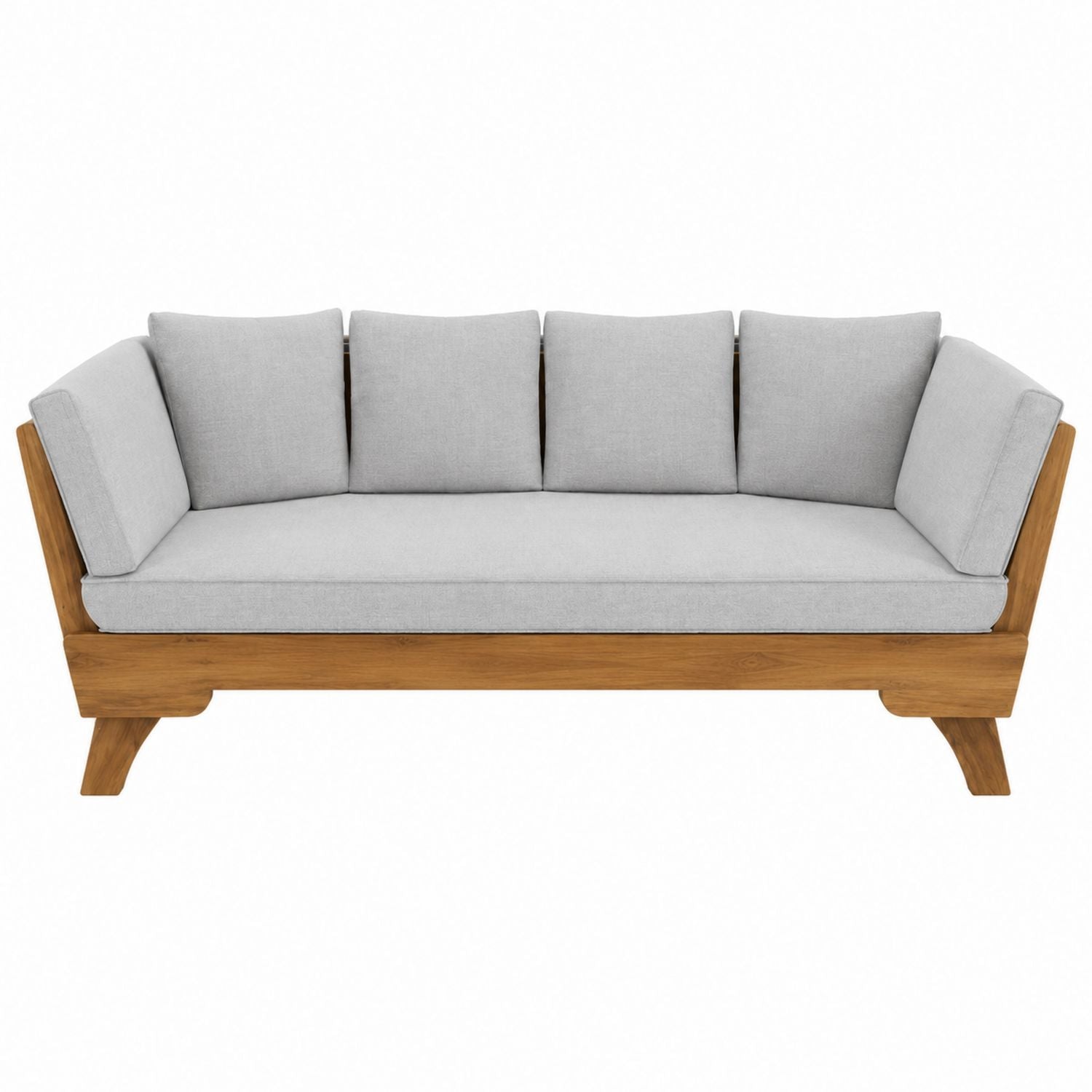 Teak Wood Frame Daybed with Grey Cushions