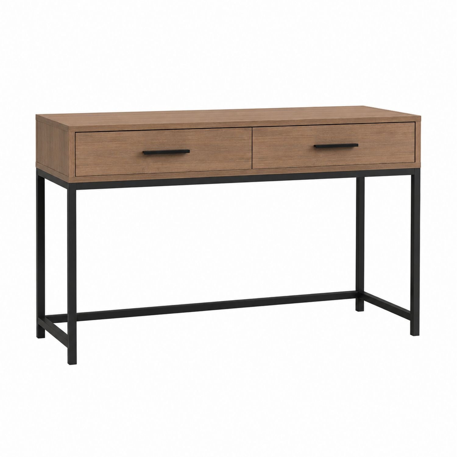 Wood Veneer Desk with Metal Frame and Drawers 120cm x 45cm x 78cm