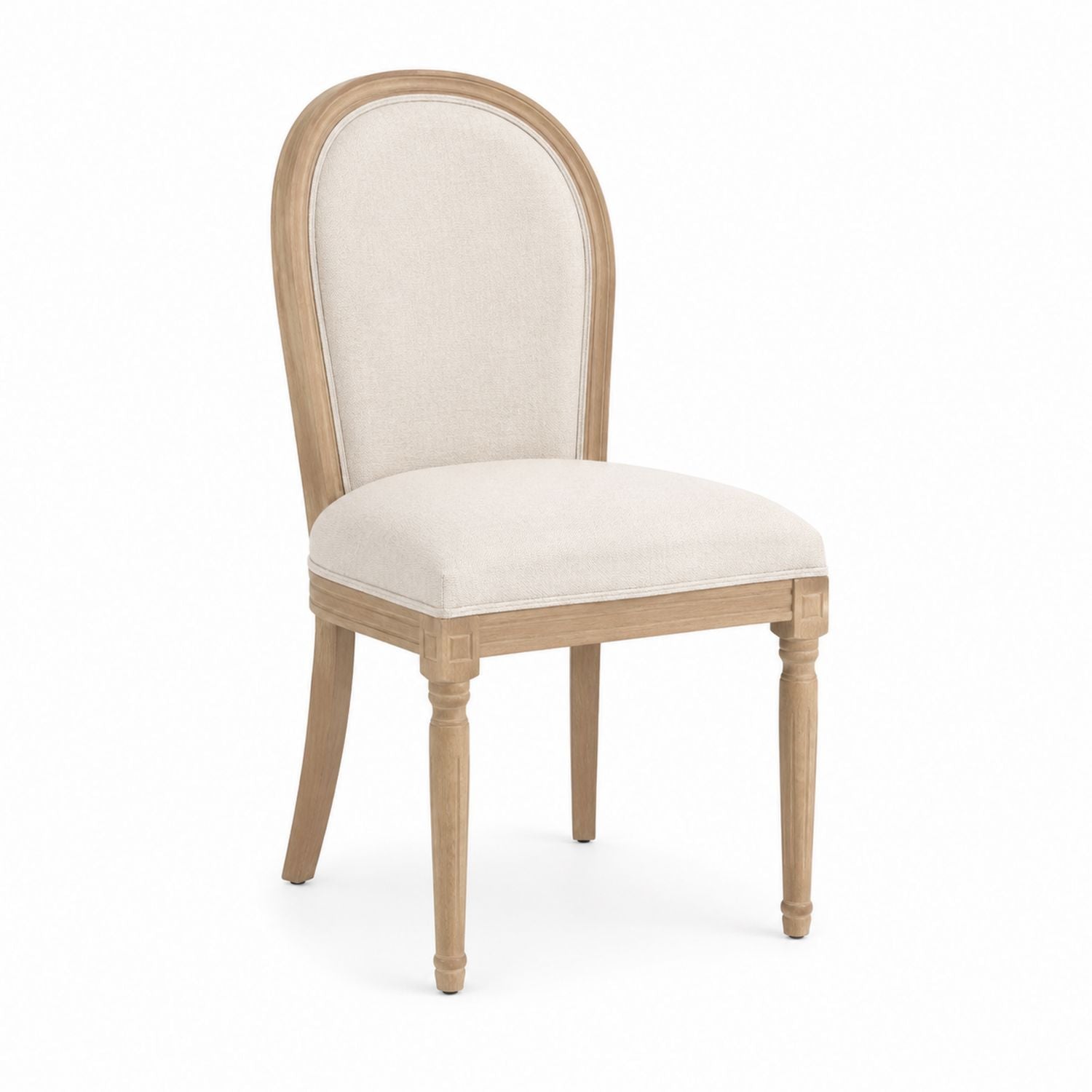 Wooden Upholstered Dining Chair Beige Fabric