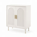 White MDF Sideboard with Metal Handles 2-Door 80x75x40 cm
