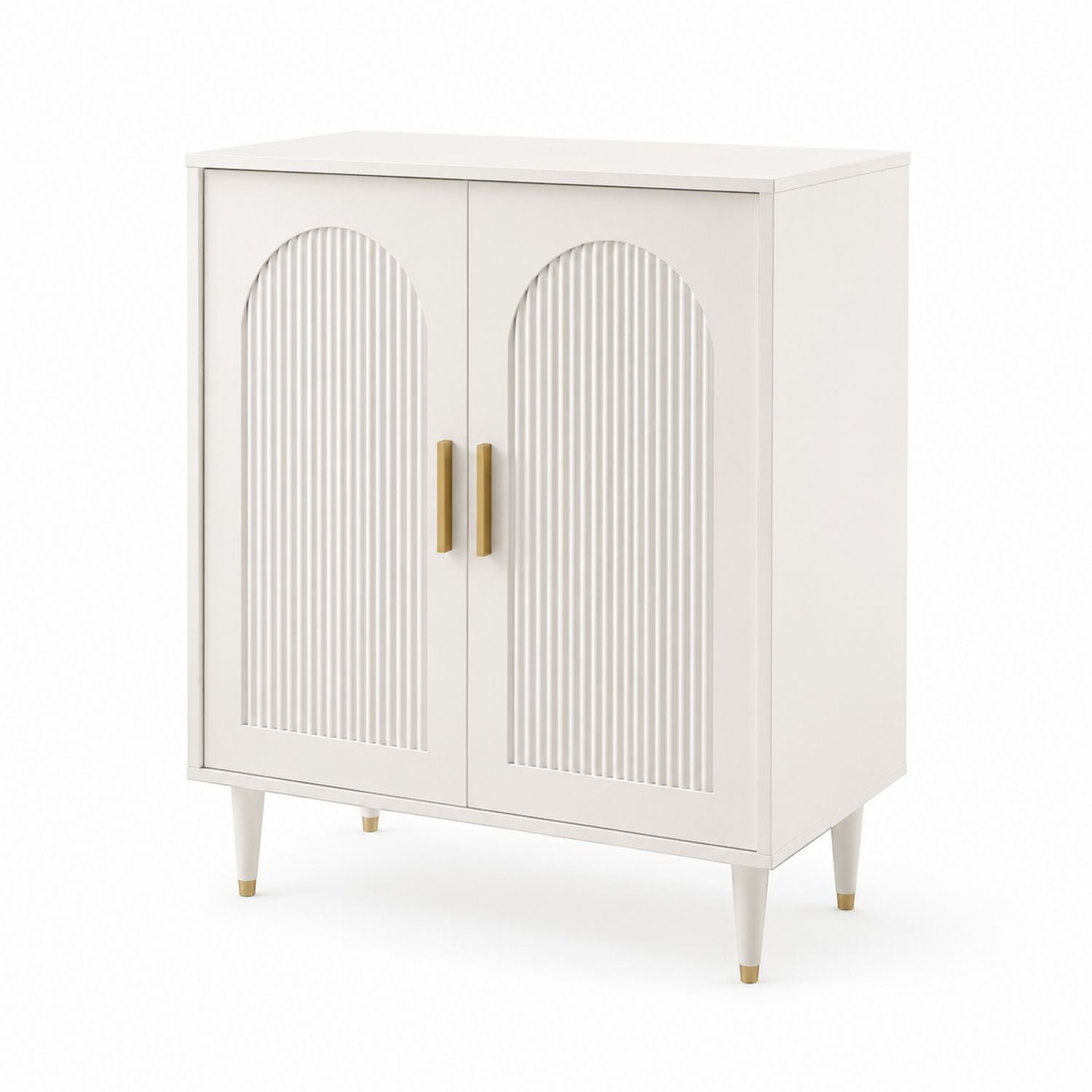 White MDF Sideboard with Metal Handles 2-Door 80x75x40 cm