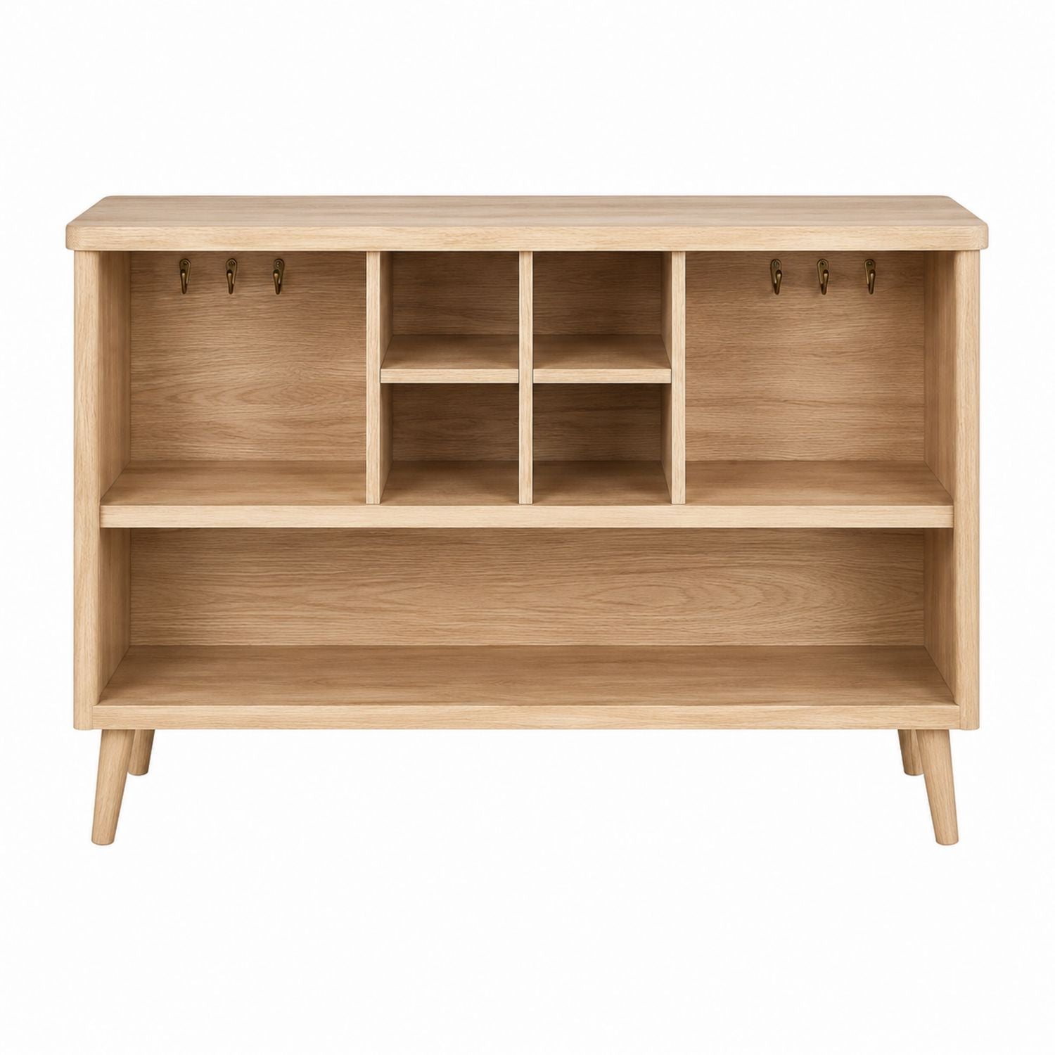Oak Wood Console Table with Shelves 120cm x 38cm x 80cm