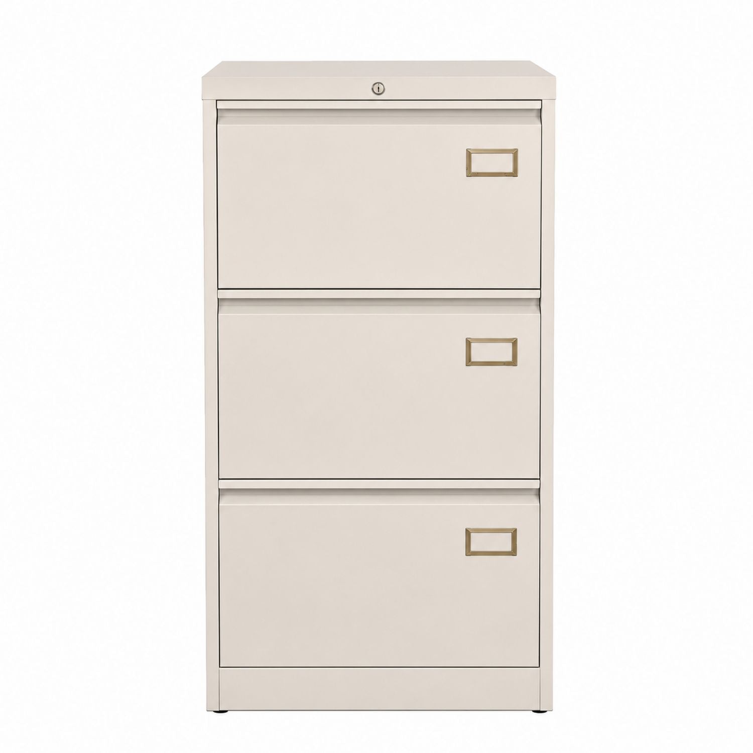 Steel Three-Drawer File Cabinet Beige 102cm Height
