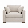 Beige Linen Armchair with Solid Wood Legs 105cm x 100cm x 90cm
