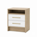 Wood Nightstand with 2 Drawers and Open Shelf 60x45x40 cm