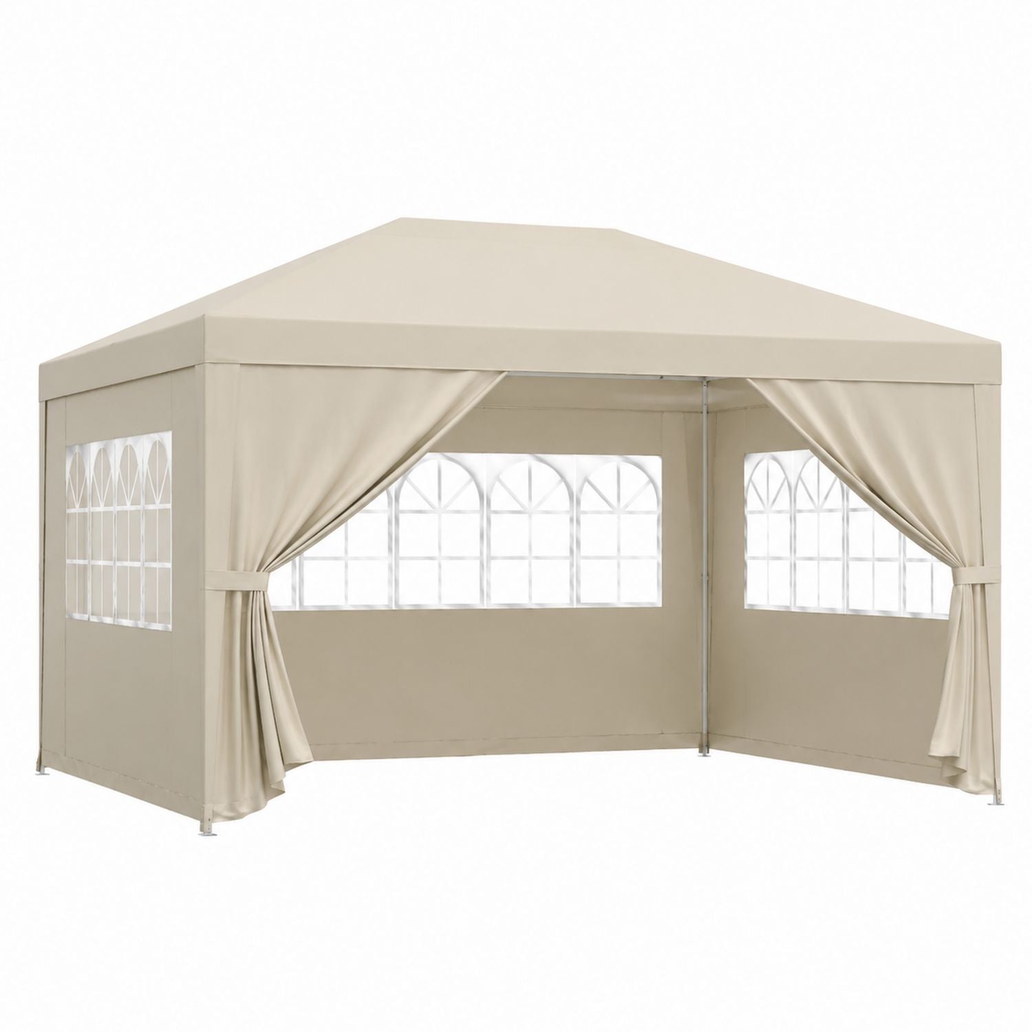 Outdoor Polyester Canopy Tent with Steel Frame 300x300 cm Beige