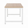 Rectangular Oak Veneer Desk with White Steel Frame 120x60x75 cm