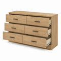Wooden 6-Drawer Dresser Oak 120cm x 40cm x 75cm