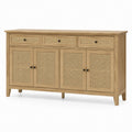 Wooden Sideboard with Cane Panels and Oak Veneer