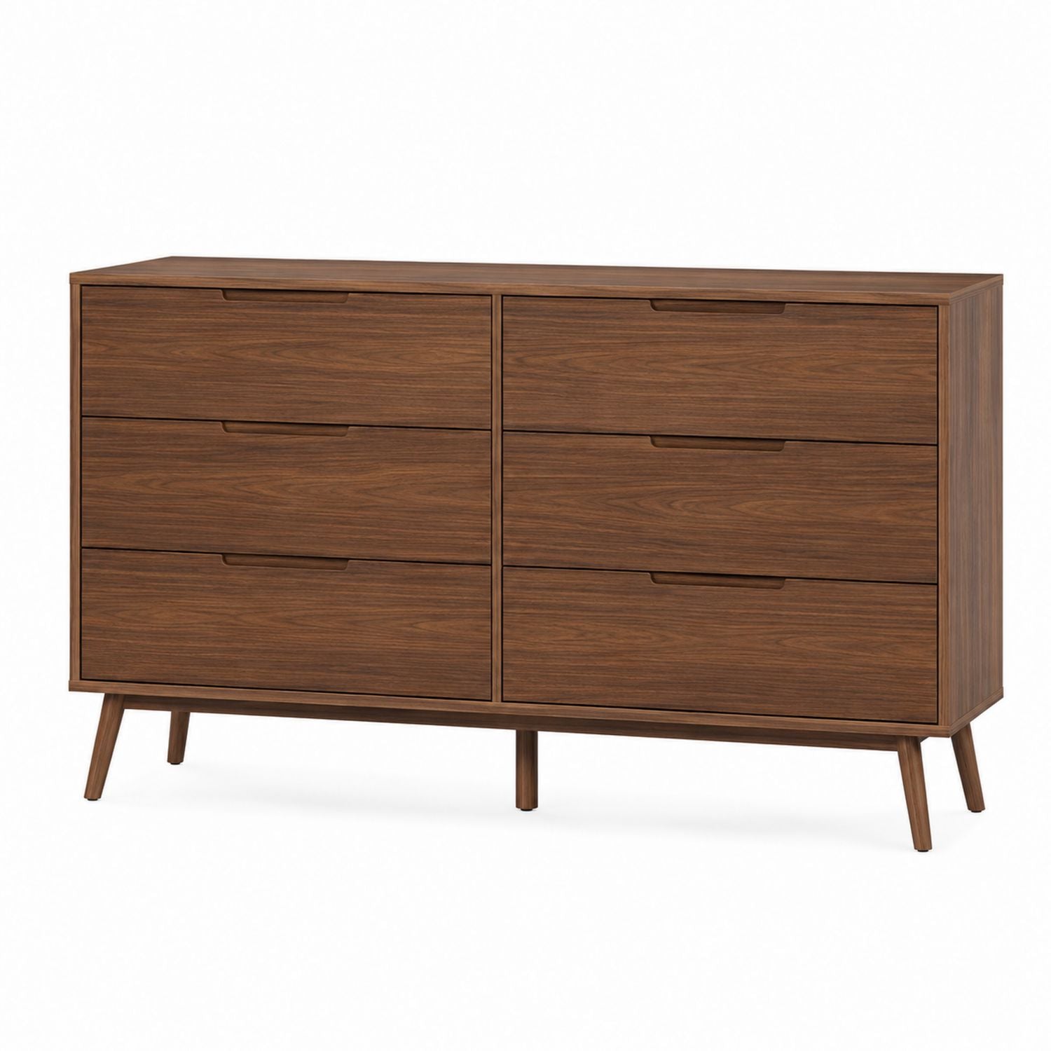 6 Drawer Wood Dresser with Veneer Finish