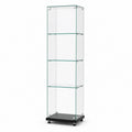 Glass Display Cabinet with 4 Shelves and Wheels