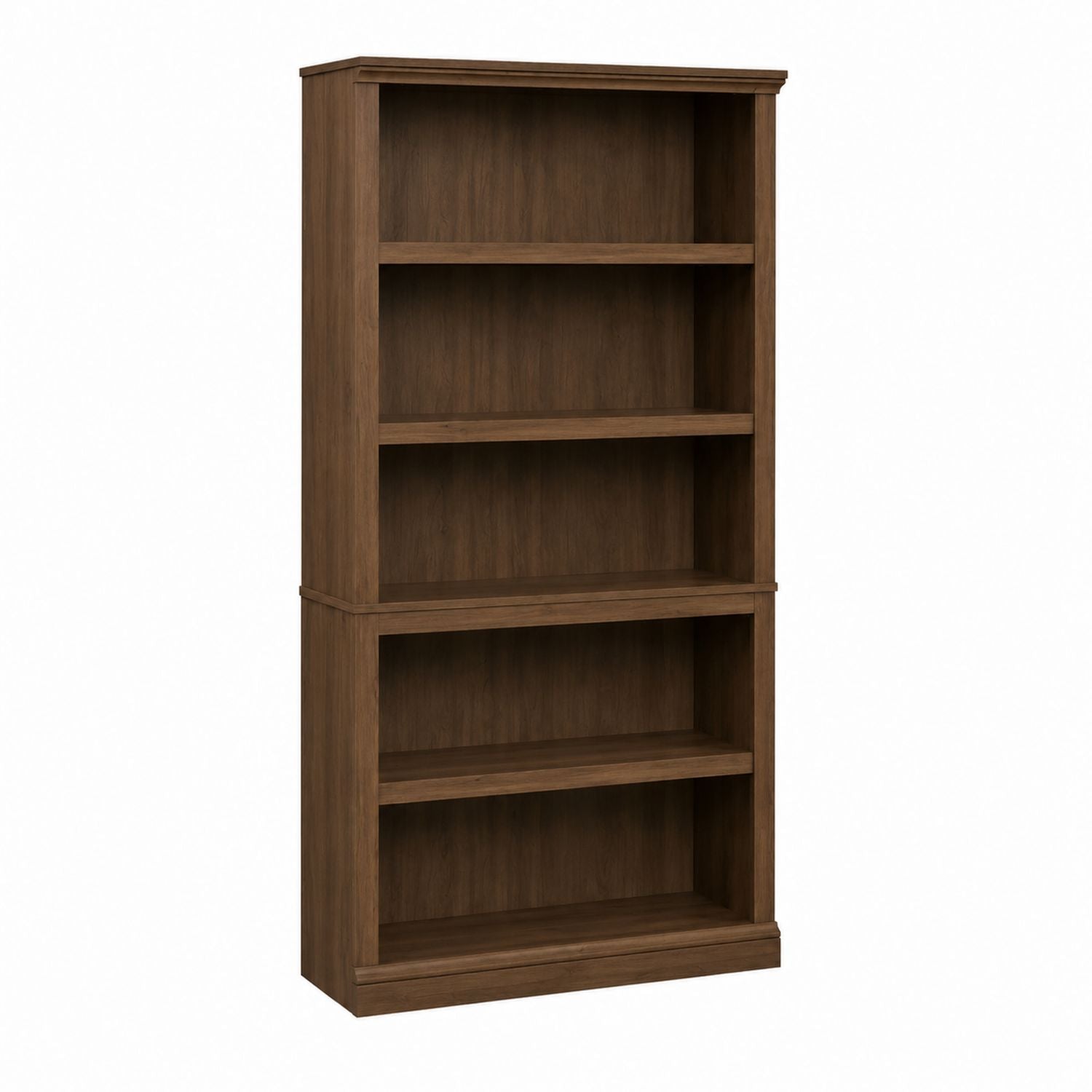 5-Shelf Wood Bookcase Walnut Brown 182cm