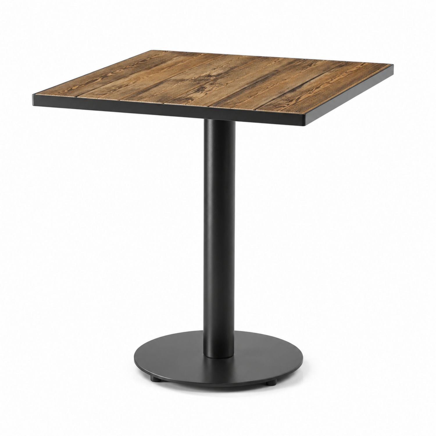 Square Outdoor Dining Table with Reclaimed Wood Top and Metal Base 80x80x75 cm