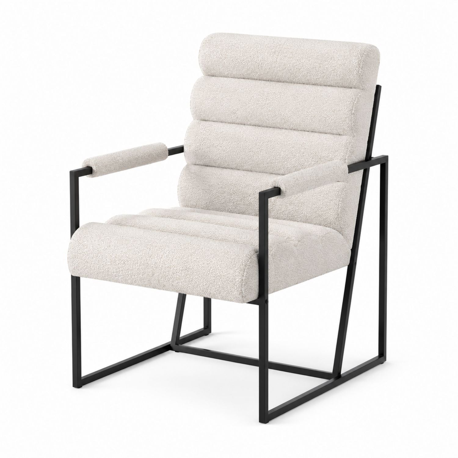 Dining Chair Bouclé Steel Frame Beige