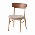 Wood Dining Chair with Fabric Seat and Walnut Backrest