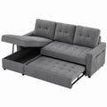 Gray Polyester Fabric Convertible Sofa Bed with Storage Chaise