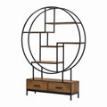 Round Metal Frame Bookcase with MDF and Iron