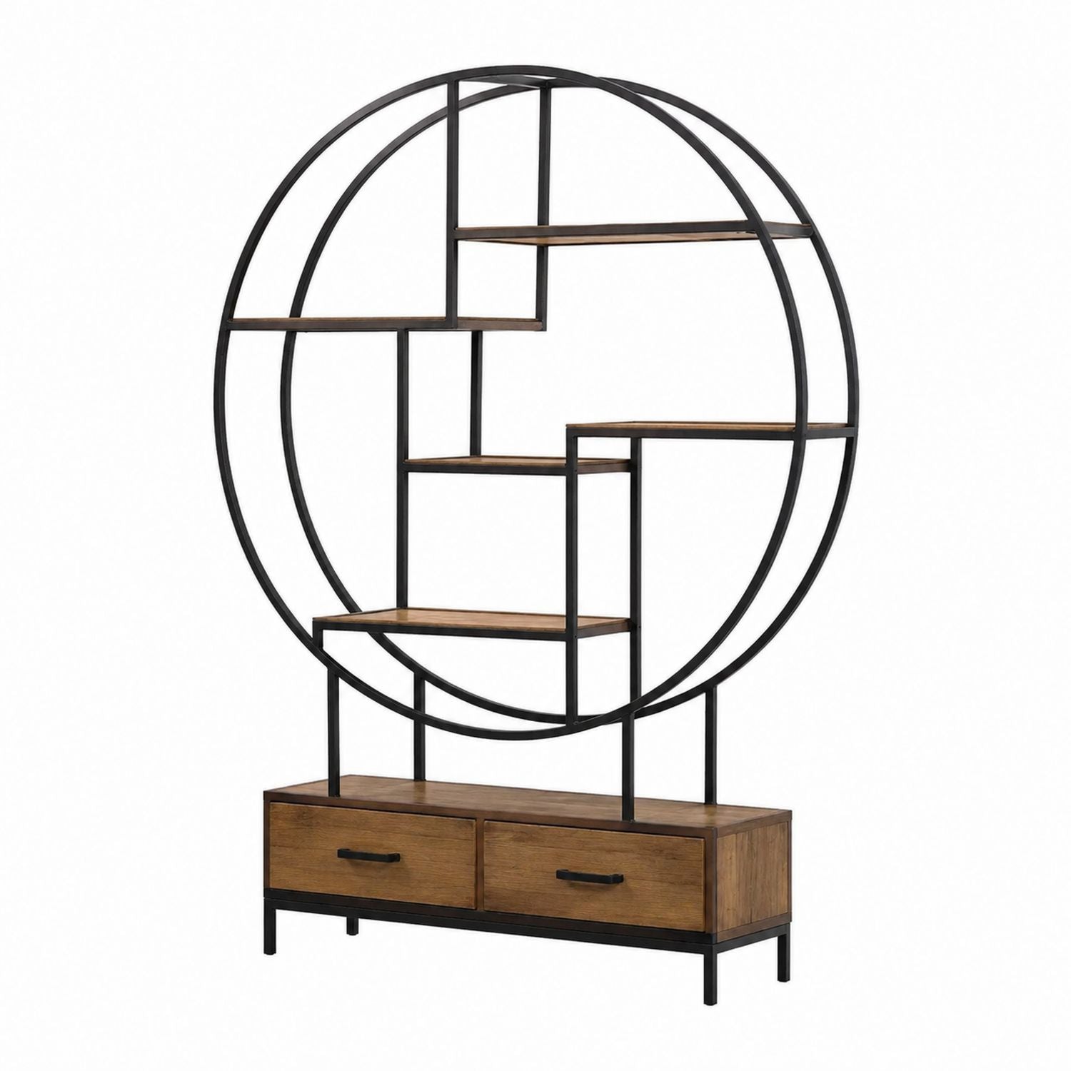 Round Metal Frame Bookcase with MDF and Iron