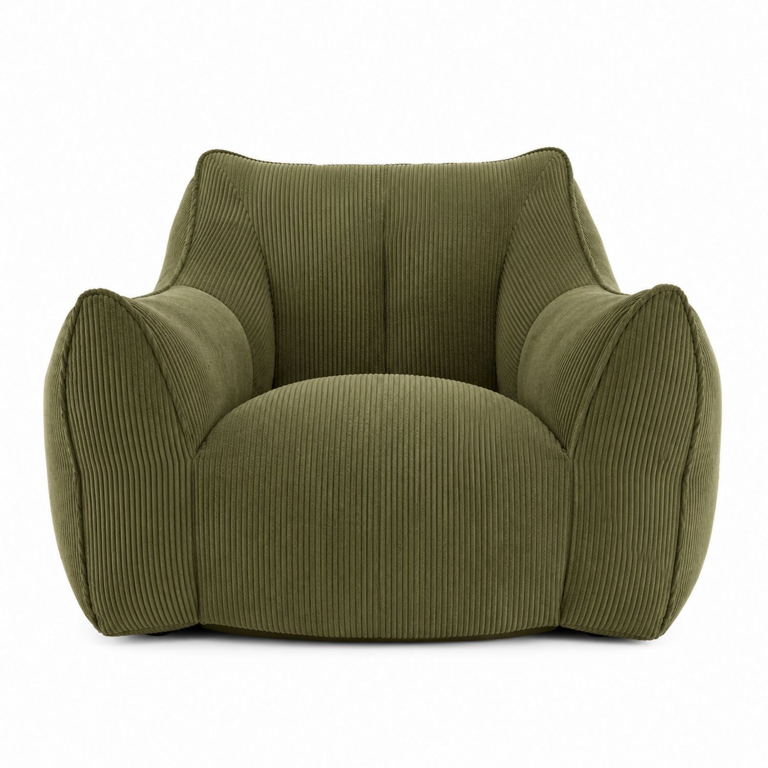 Green Corduroy Armchair with Foam Filling