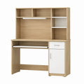 Wooden Computer Desk with Hutch and Storage Cabinet, Oak Finish, 120cm x 60cm x 150cm