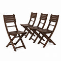 Outdoor Folding Wooden Chair Set Brown 4 Pack
