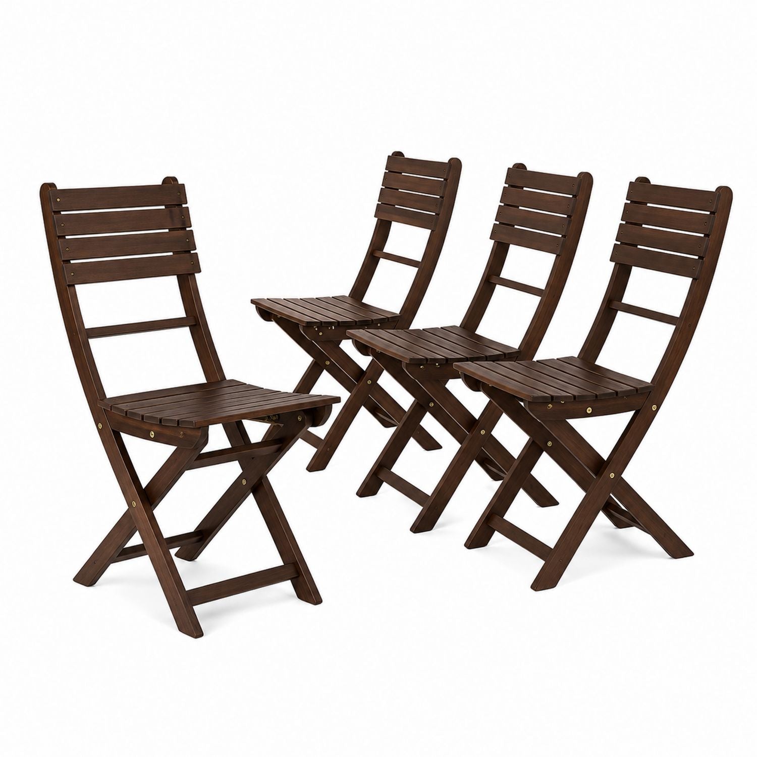 Outdoor Folding Wooden Chair Set Brown 4 Pack