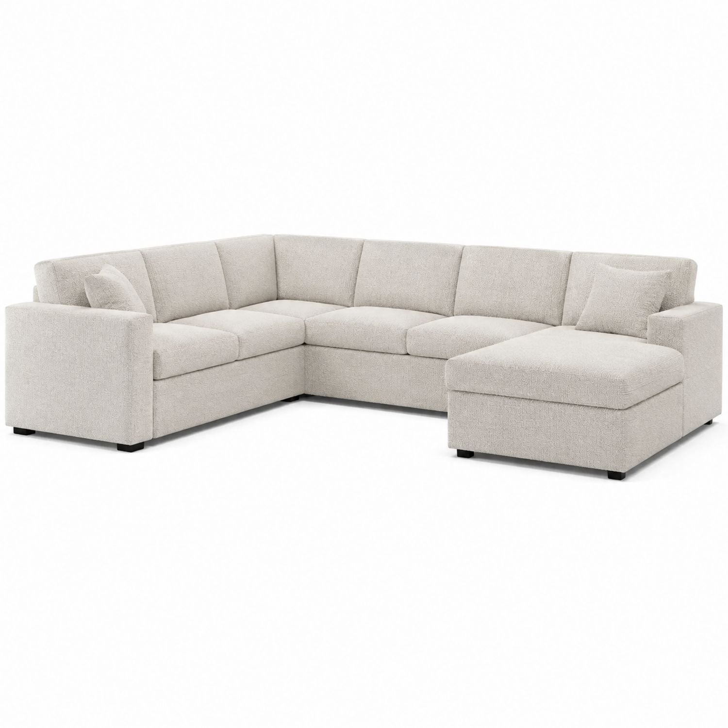 L-Shaped Fabric Sectional Sofa Beige 5-Seater with Chaise 300cm x 240cm