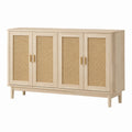 Wood and Rattan Sideboard with Natural Finish 120cm x 40cm x 85cm