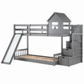 Wooden Bunk Bed with Slide and Stairs for Kids
