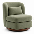 Bouclé Fabric Swivel Chair Olive Green 75cm