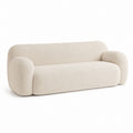 Beige Bouclé Fabric Sofa Three-Seater Curved Design 220cm