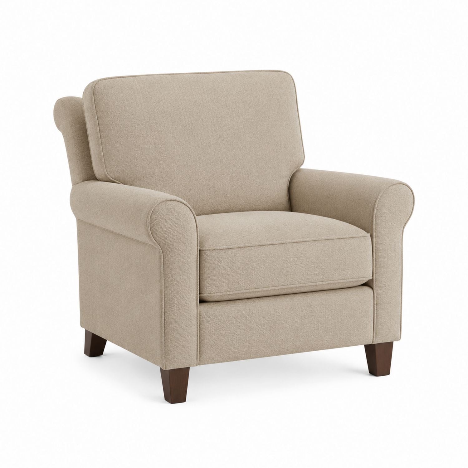 Beige Fabric Armchair with Wooden Legs 85cm x 80cm x 100cm