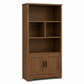 Wooden Bookcase with Shelves and Cabinet Brown 180x90x30 cm