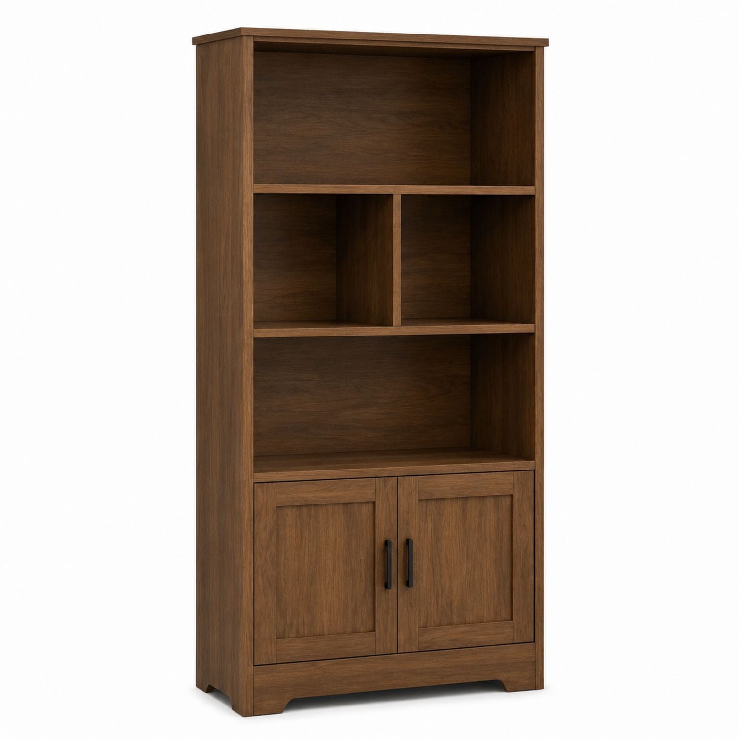 Wooden Bookcase with Shelves and Cabinet Brown 180x90x30 cm
