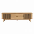 Solid Oak TV Stand with Slatted Doors and Drawers 150cm