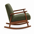 Green Upholstered Rocking Chair with Wooden Frame