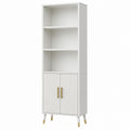 White MDF Bookcase with Doors and Shelves 180cm Tall