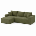 Corduroy L-Shaped Sofa Set Olive 220cm x 150cm x 85cm