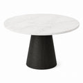 Round Marble Dining Table with Oak Base White Diameter 120 cm