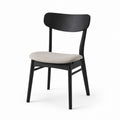Wood Dining Chair with Polyester Fabric Seat Black and Beige