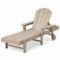 Outdoor Polywood Adirondack Chaise Lounge with Wheels 75'' x 22'' x 35'' Beige