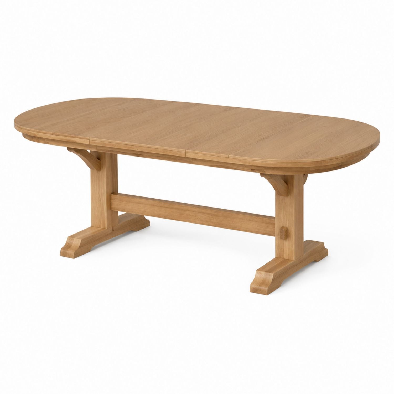 Oval Solid Oak Extendable Dining Table