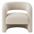 Beige Bouclé Upholstered Armchair with Curved Backrest 78cm x 70cm x 66cm