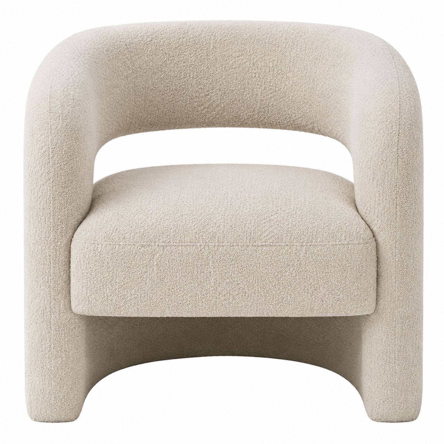 Beige Bouclé Upholstered Armchair with Curved Backrest 78cm x 70cm x 66cm