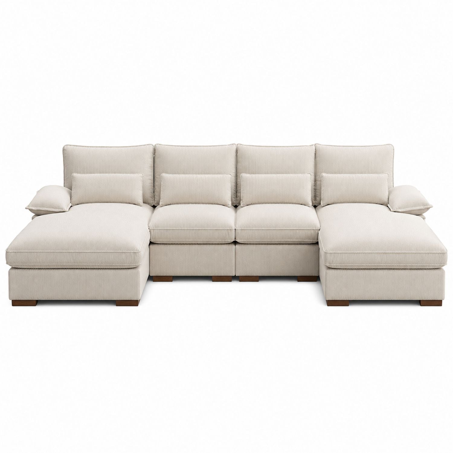 Beige Fabric Modular Sectional Sofa with Chaise 287cm