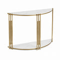 Half-Moon Marble Console Table with Gold Metal Frame