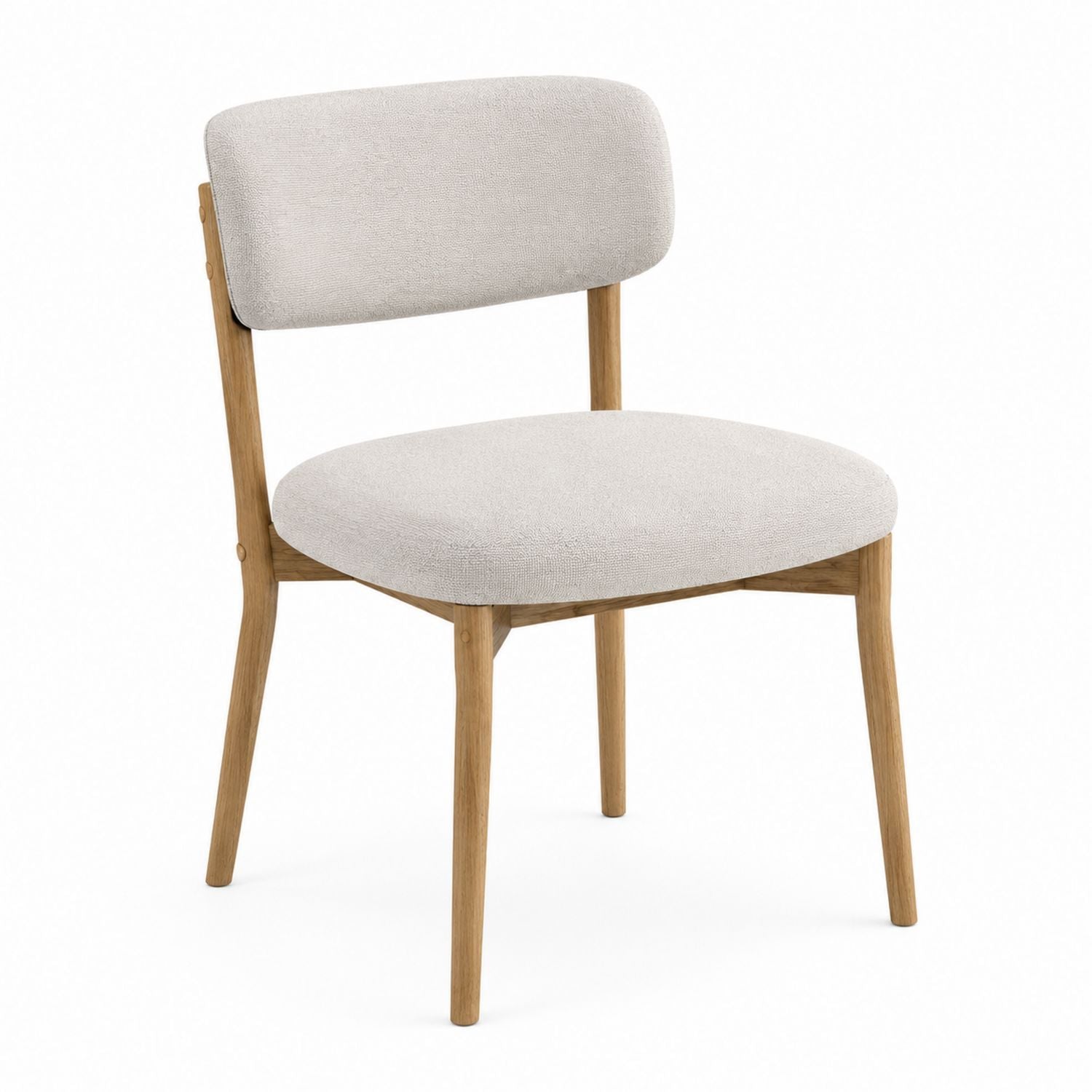 Upholstered Dining Chair Solid Wood Frame Beige