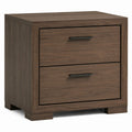 2-Drawer Walnut Wood Nightstand with Metal Handles